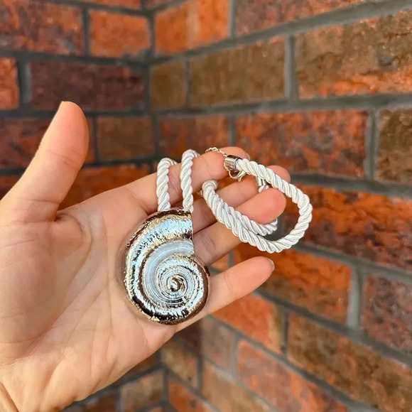 Zara Silver Seashore Necklace&Earrings SeaShell - Picture 6 of 7